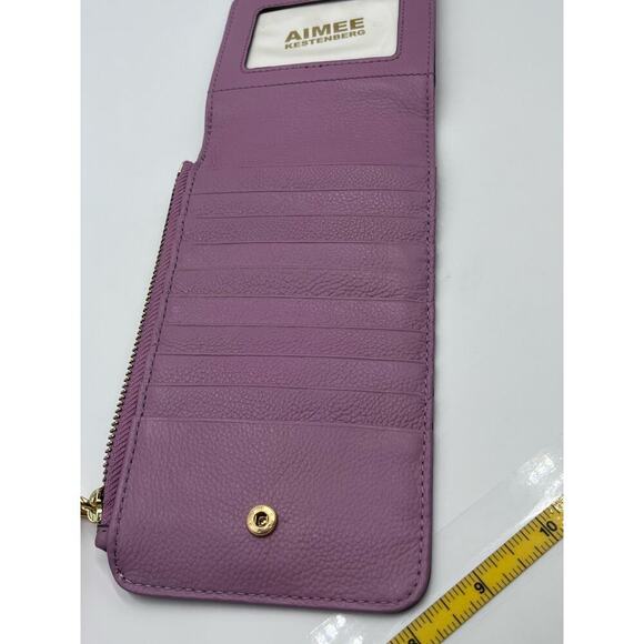 AIMEE‎ KESTENBERG Lavender Purple Leather 4 x 7.5 Slim Wristlet Wallet New - Picture 9 of 12